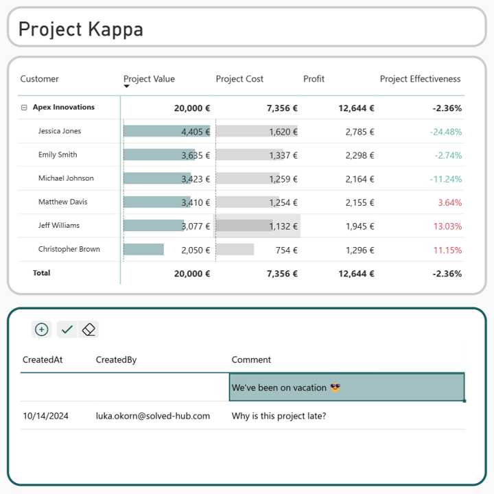 Add Comments with Power BI writeback